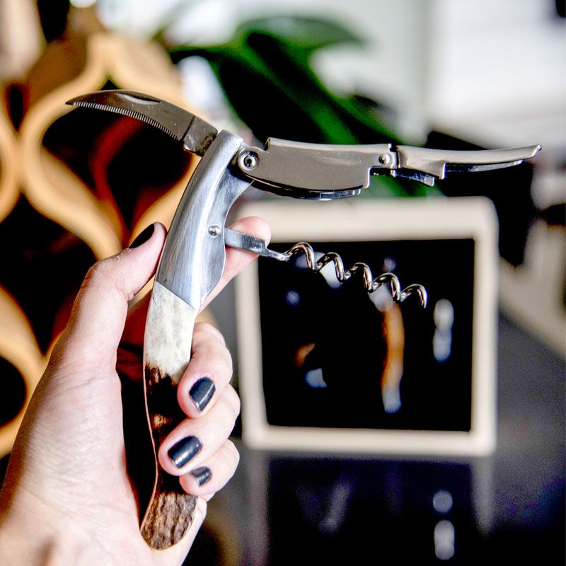 Legnoart Corkscrew “Ghemme” in Stainless Steel and Deer Horn - Image 2
